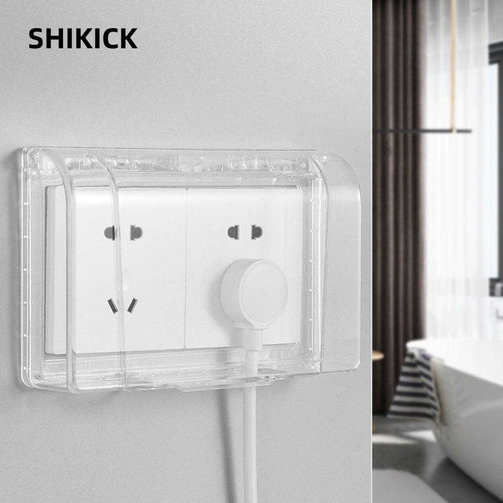 Hộp chống nước SHIKICK, Ổ cắm hai vị trí dày, Ổ cắm ổ cắm tự dính bằng nhựa PS Vỏ chống nước Nhà vệ sinh
