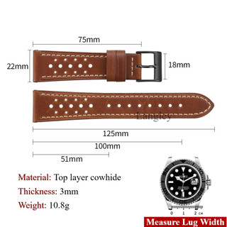 Vintage Rally Racing Dây đeo đồng hồ da thật 18mm 20mm 22mm 24mm Retro Porous Thoáng khí Da bò Bắp chân Wirstbelt cho nam nữ cho SEIKO Diver