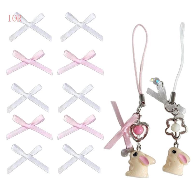 IOR 10 Chiếc Nơ Trái Tim từ Bìa Thẻ và Vải Mềm cho DIY Trang Trí