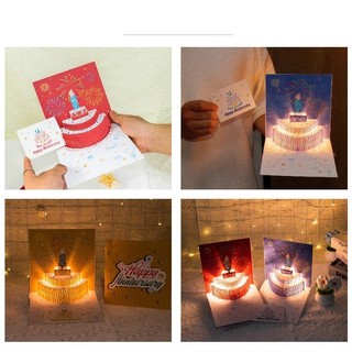 3D Thiệp chúc mừng kỷ niệm với đèn và nhạc, món quà tặng ý nghĩa và lời chúc đong đầy tình cảm