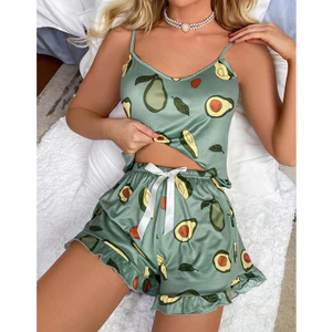 Cửa Hàng Nữ Plus Kích Thước Bộ Đồ Ngủ Bơ In Hình Sling Váy Ngủ Phong Cách Mỏng Homewear Phù Hợp Với Thường Ngày Thoải Mái