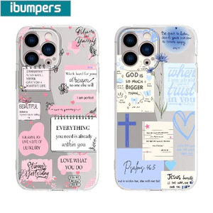 Ốp Điện Thoại Ibumpers Thẩm Mỹ Hồng Xanh Họa Tiết Nghệ Thuật Trong Suốt Mềm Cao Cấp Chống Sốc Cho iPhone 11 12 13 14 15 16 17 Pro Max IP 7 8 Plus Iphon X XS XR Xs max