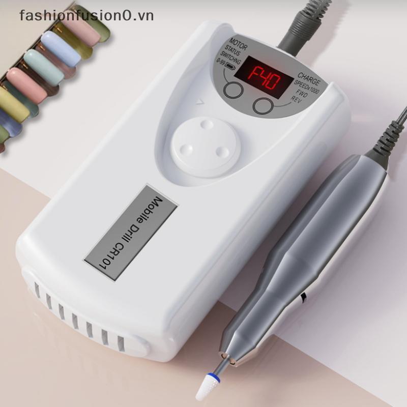 [FHF] Máy khoan móng tay Pro Máy tiện phay móng tay có thể sạc lại Nail Art Máy đánh bóng điện với 6 đầu đánh bóng MỚI