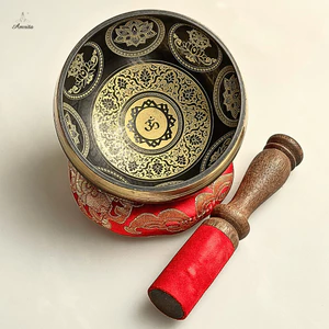 - Chuông Xoay Nepal 11.7cm Hoa Văn Mandala Chữ Om Mẫu 2 - CXNP271
