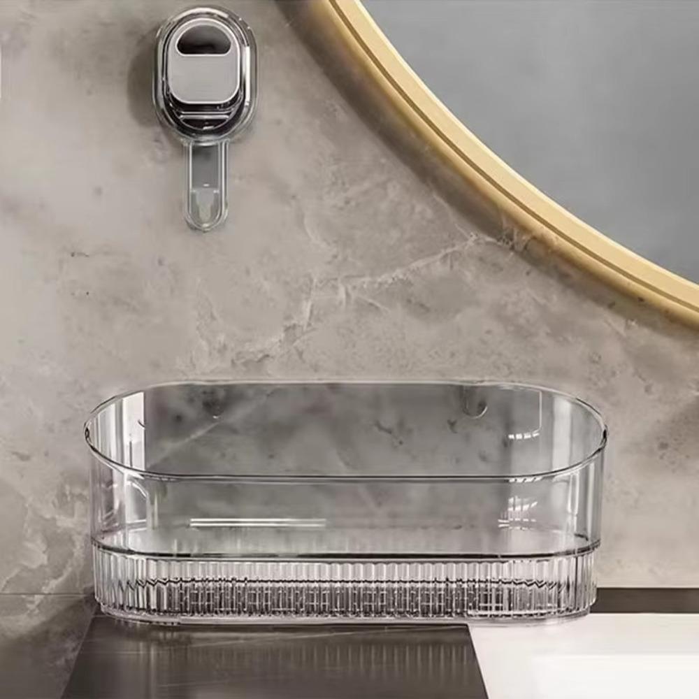 Kệ phòng tắm JIGK, Kệ thoát nước không lỗ treo tường Giá treo vòi hoa sen, Giá treo phòng tắm chống nước đa chức năng Giá tắm trong suốt cho gia đình