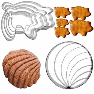 OIWLSAX321 Bộ 5 Máy Cắt Thép Không Gỉ Hình Trái Tim & Pentagram, Nhiều Kích Cỡ, Chống Rỉ Sét, Làm Bánh Ngọt
