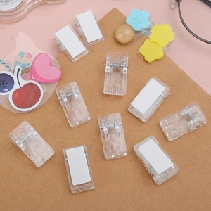 10 Chiếc Mini Trong Suốt Acrylic Kẹp Tự Dính Kẹp Nhựa Tài Liệu Kẹp Giấy Văn Phòng Trường Học Phụ Kiện