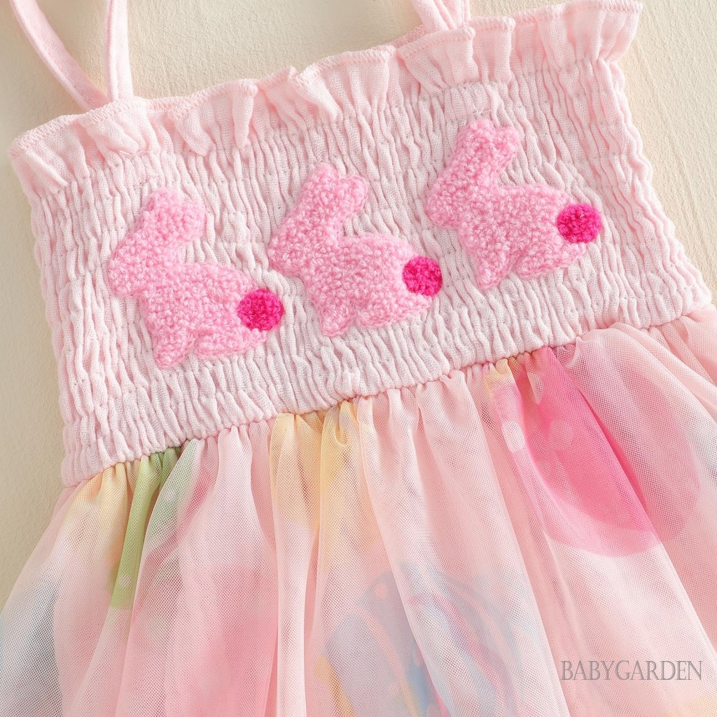 Bộ áo liền quần vải tuyn màu hồng cho bé gái Easter Bunny có băng đô nơ | Trang phục chụp ảnh