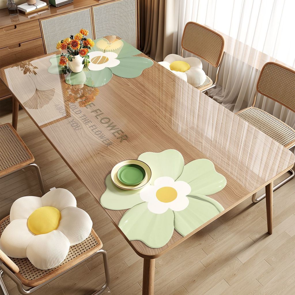 Khăn trải bàn hình chữ nhật PVC trong suốt chống nước, chống dầu, dùng một lần, bảo vệ bàn kính