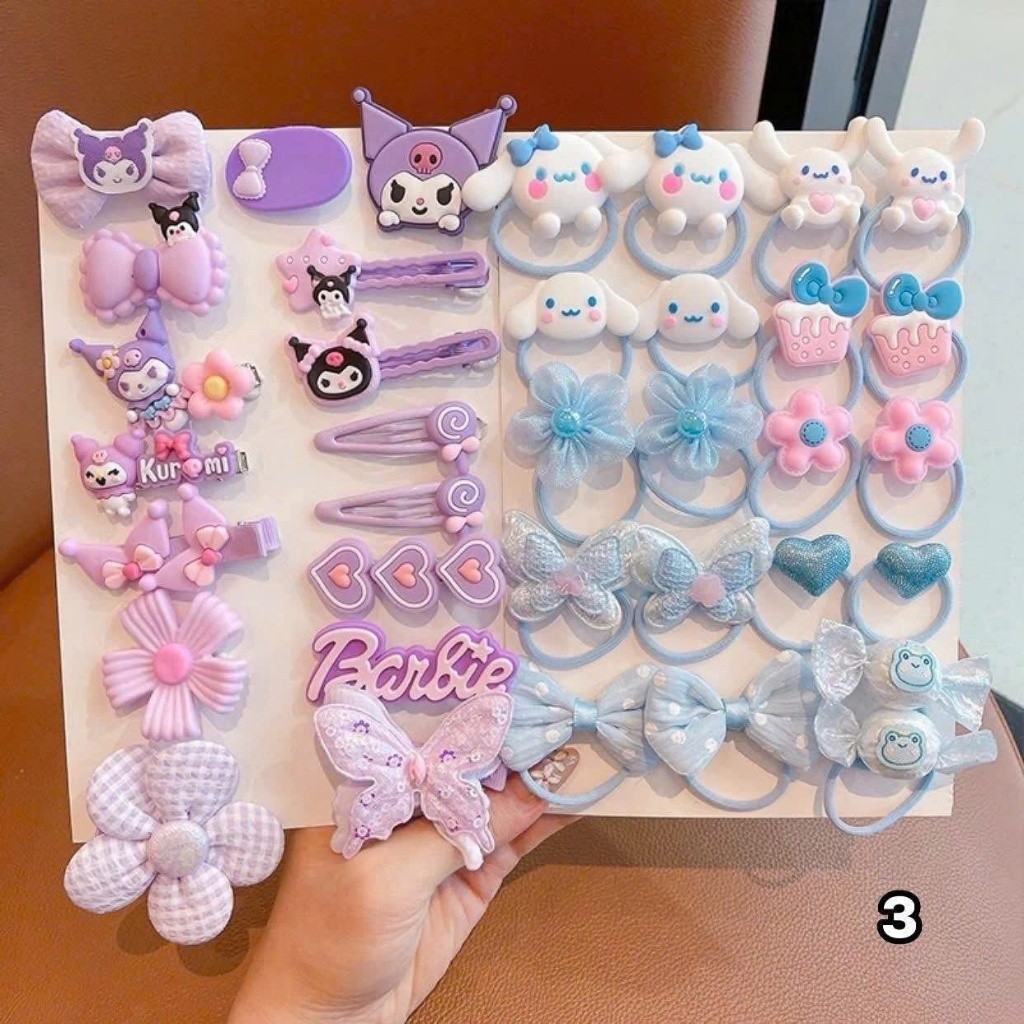 SET 36 MÓN Dây Buộc Tóc Kulomi + Phụ Kiện Tóc Dễ Thương Cho Bé Gái siêu xinh cho nữ
