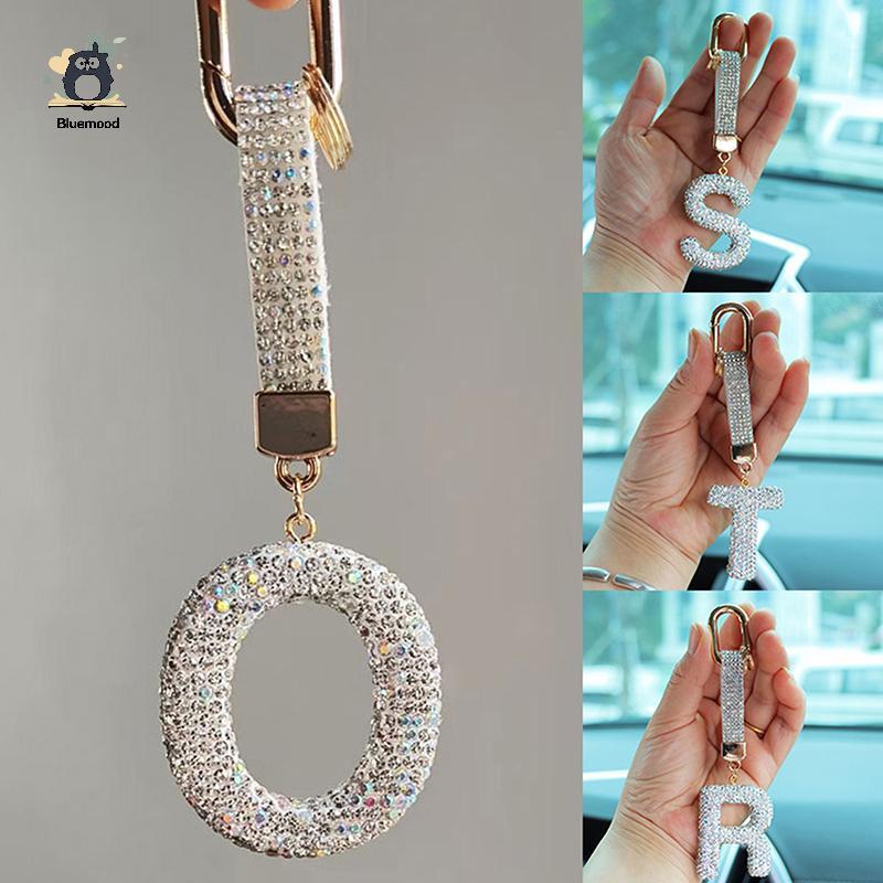 [Bluemood] Móc khóa bảng chữ cái kim cương giả lấp lánh thời trang Chữ dễ thương Vòng chìa khóa quyến rũ Tinh tế Bapa Phụ kiện trang trí Quà tặng Mới