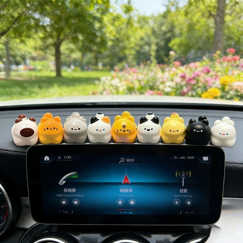 Funny Cat Car Center Console Đồ trang trí 9 cái / bộ Đứng Mèo Con Bảng Điều Khiển Màn Hình Chiếu Hậu Đồ Trang Trí Xe Ô Tô Các Bức Tượng Trang Trí