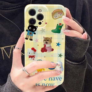 N mèo con Tương thích cho IPhone16 15 14 13 12 11 Pro Max X XR Xs Max 8 7 6s Plus SE 2020 phim Trọn gói Vỏ bảo vệ điện thoại toàn diện chống sốc Vỏ điện thoại D9ZB