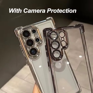 [JLK] Ốp Điện Thoại Trong Suốt Sang Trọng Cho Samsung Galaxy S26 S25 S24 Ultra Plus S26Ultra Ốp Lưng Mạ Ốp Lưng Chống Sốc Trong Suốt