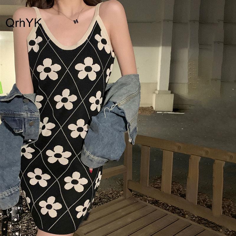Đầm mini nữ không tay dệt kim retro dây hoa - Phù hợp mùa hè