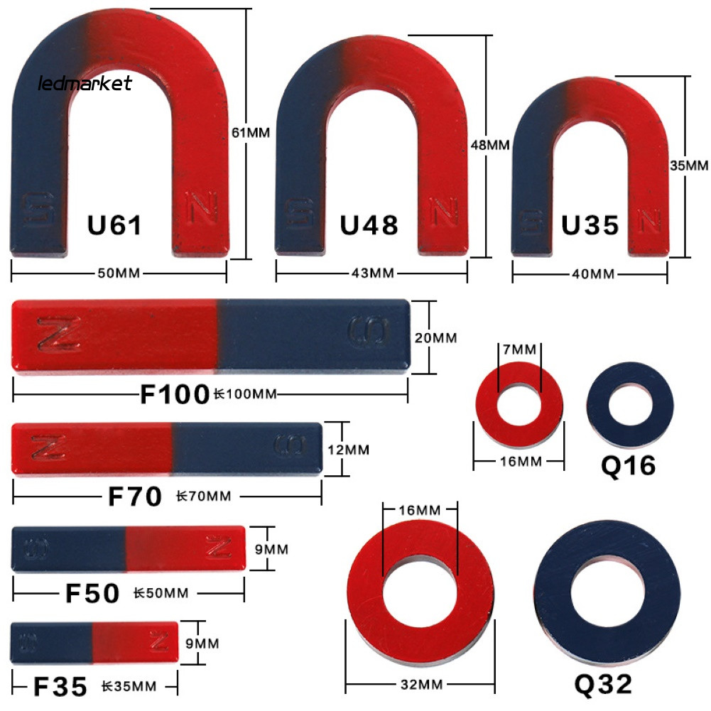 (Ledmarket) 9 Cái Kid U / Bar / Ring Vật Lý Thí Nghiệm Khoa Học Nam Châm Hỗ Trợ Giảng Đồ Chơi Giáo Dục