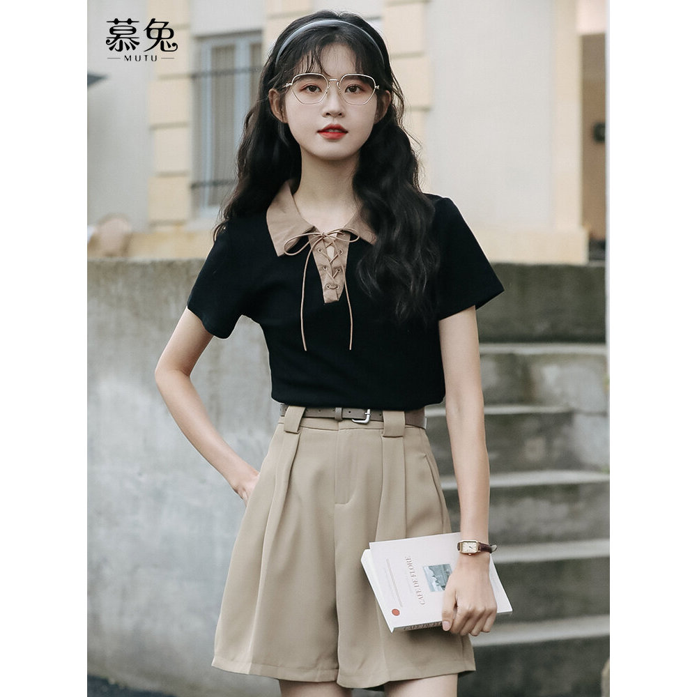 Mutu Ren-Up Polo Sang Trọng, Thiết Kế Niche Hot Girl, Tay Ngắn Phù Hợp Mùa Hè