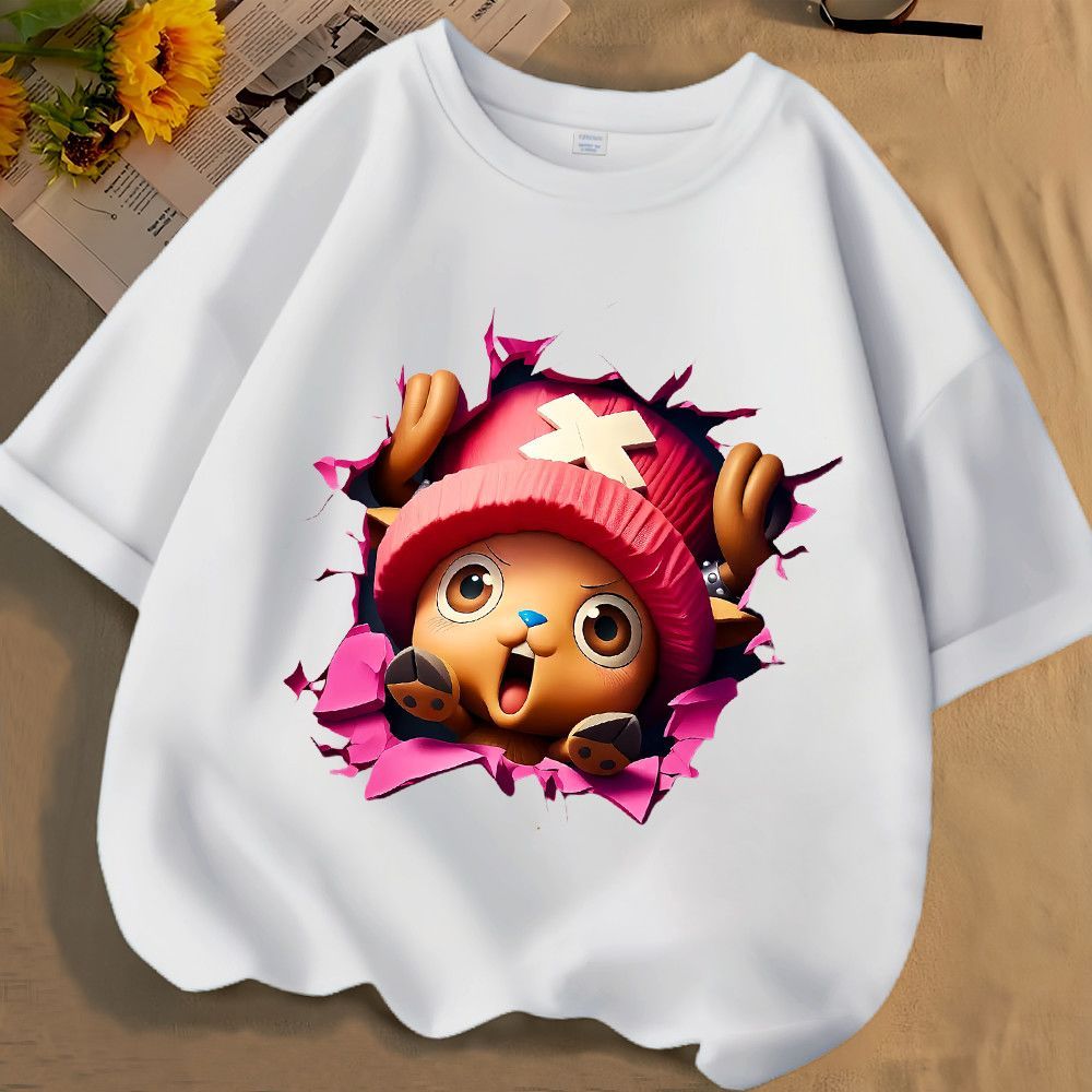 One Piece Chopper Hoạt Hình Trẻ Em Áo Anime Dễ Thương In Đồ Họa Thường Ngày Trang Phục Trường Học Mùa Hè