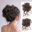 Tóc Bun Chignon Lộn Xộn Xoăn với Kẹp Scrunchy Giả Tóc Miếng Co Dãn Cho Nữ