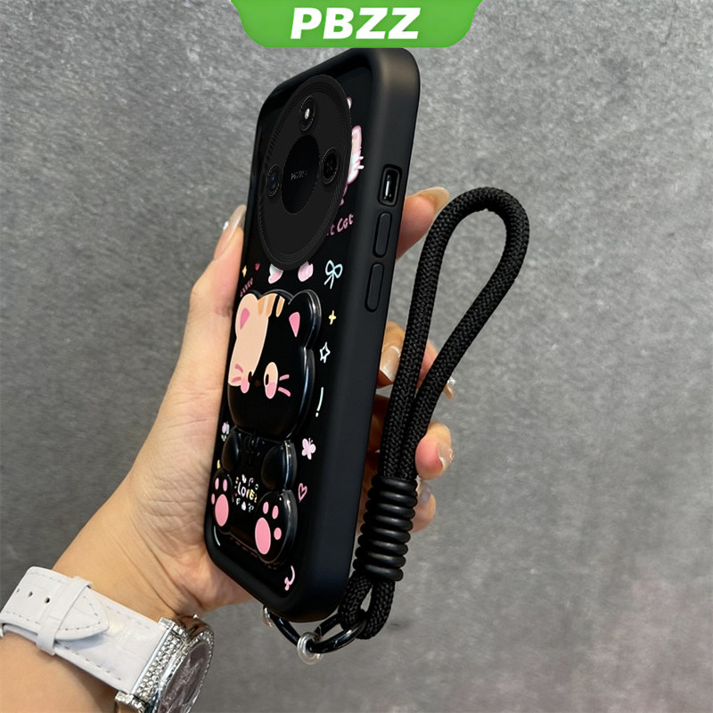 Ốp điện thoại 3 trong 1 honor X9C 5G X9A X9B X9D X9 X9C SMART 5G Vỏ mềm thiết kế mới thẩm mỹ gương trang điểm mèo dễ thương có giá đỡ & dây buộc cho bé gái JTDTMZJ01