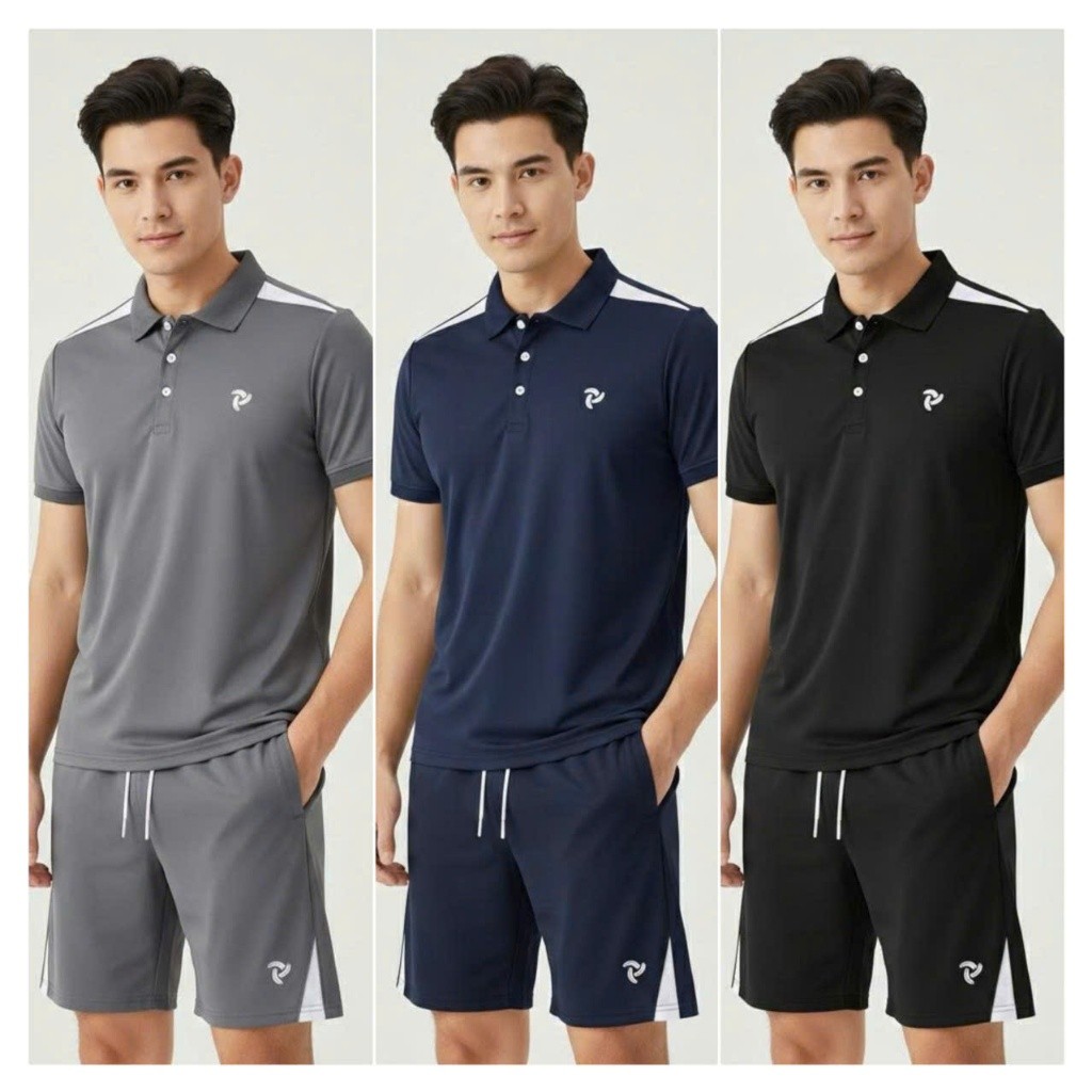 [Hàng Loại 1 Đồ Bộ] Bộ quần áo nam nữ cao cấp- Phối vai logo thêu- Chất liệu poly cá sấu co giãn mát mẻ trẻ trung