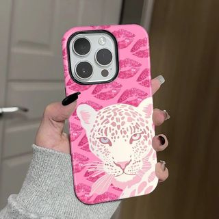 Ốp điện thoại hình con báo đỏ 2 trong 1 Apple 17 / 16 iPhone 15 Pro Max Phim mới 14 / 13 Sáng tạo 12 / 11 Pro Max 7 / 8 Plus Vỏ điện thoại bóng hai lớp