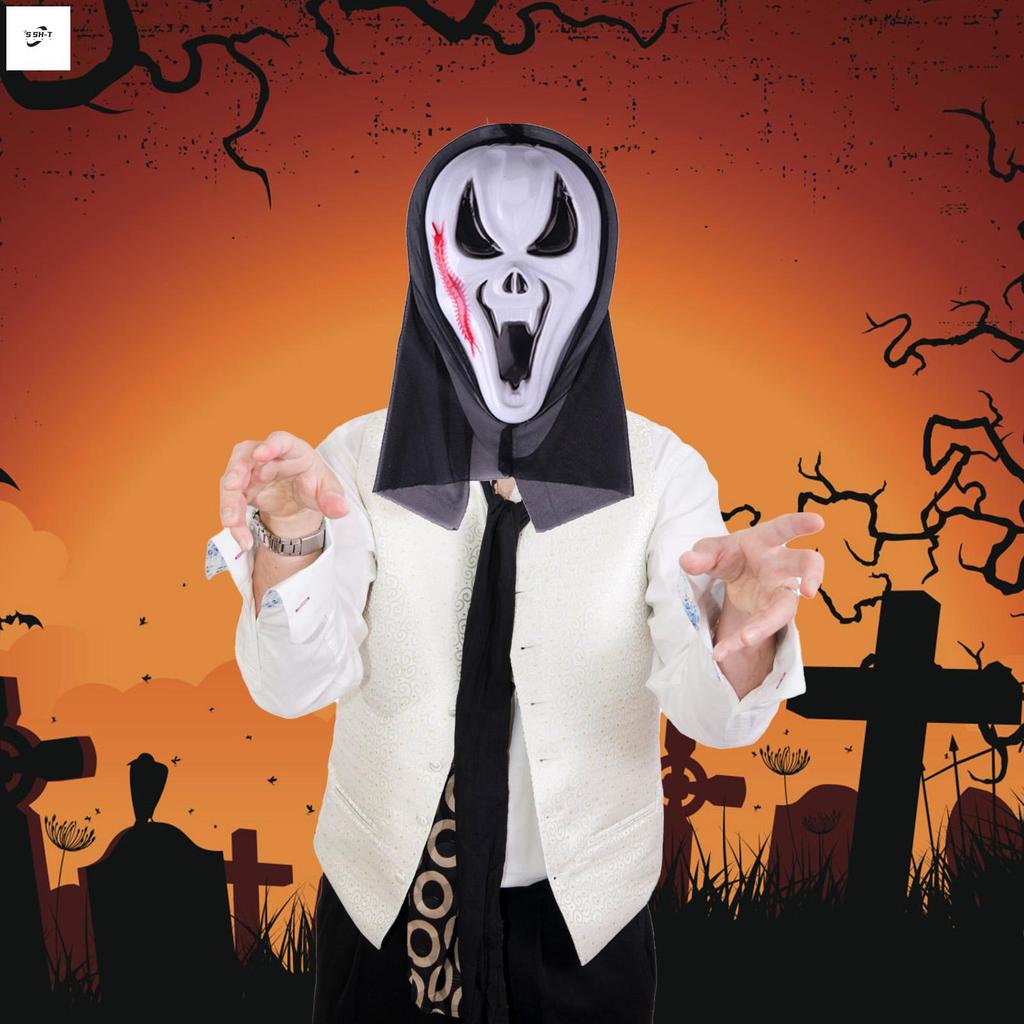 Halloween Scream Skeleton Mask Thực tế Thần Chết Ma Mặt nạ hóa trang Tuyệt vời cho người hâm mộ đóng vai