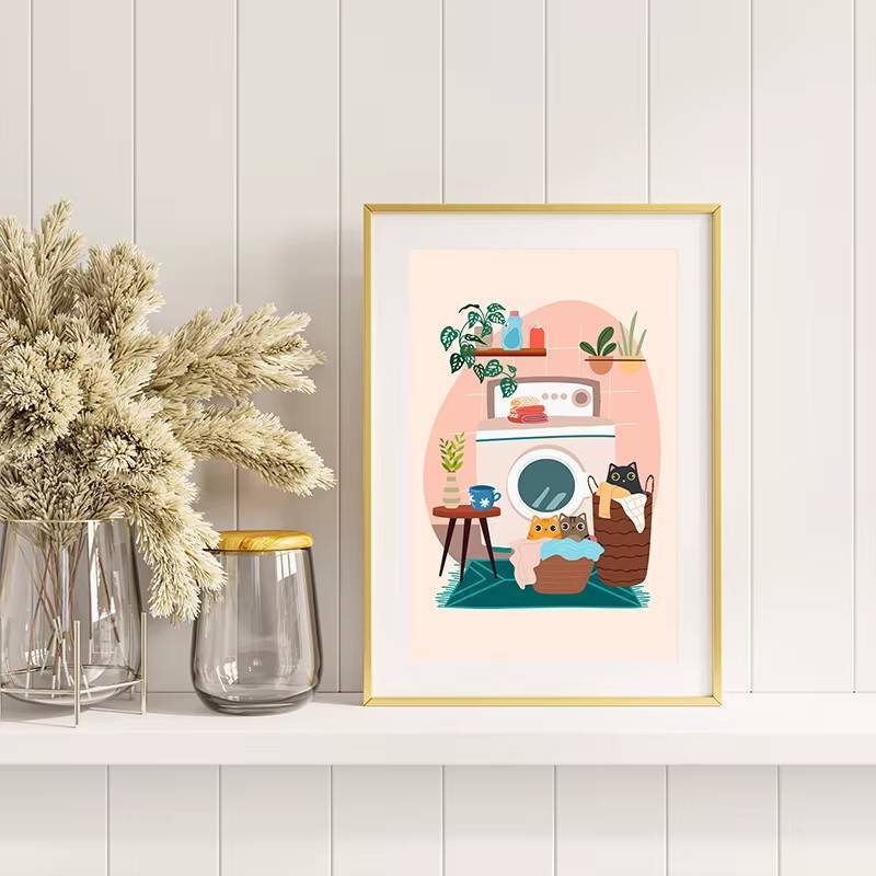 Hoạt Hình Dễ Thương Mèo Canvas Nghệ Thuật In Nhiều Màu Sắc Chống Thấm Nước Không Khung Trang Trí Tường Cho Gia Đình & Quà Tặng