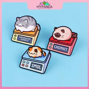 MYPANDA 1 / 3 Chiếc Nhiều Màu Sắc Mèo Men Pin Ve Áo Chân Hoạt Hình Dễ Thương Mèo Béo Kim Loại Trâm Cài Cho Nữ Động Vật Phụ Kiện Trang Sức Quà Tặng Bạn Bè.