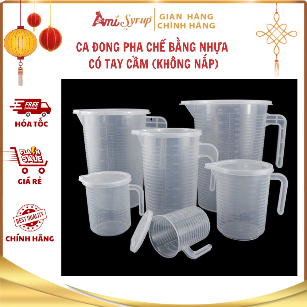 Ca Đong Pha Chế Bằng Nhựa Có Tay Cầm, Dung Tích 100ML Đến 5000ML - Dụng Cụ Pha Chế Tiện Lợi, Bền Bỉ, Ca Đong Định Lượng