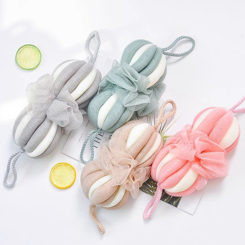 ✪Mới Kích Thước Lớn Bí Ngô Bóng Tắm Co Giãn Bóng Tắm Lưng Chà Dụng Cụ Tiện Dụng Dài Dải Tắm Siêu Mềm Hoa MCVH