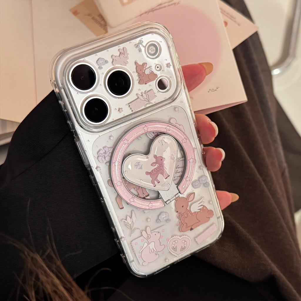 Huajian Xiaolu thích hợp cho vỏ điện thoại iPhone 17 Pro Max, iPhone 16 13 trong suốt 15 đế từ vàng và iPhone 17