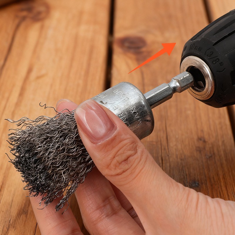 Sáng Tạo Thiết Thực Bút T Loại Bát Chống Mài Mòn Bàn Chải Để Loại Bỏ Sơn Rỉ- Xưởng DIY Sửa Chữa Lông- Bàn Chải Dây Thép Máy Khoan Điện