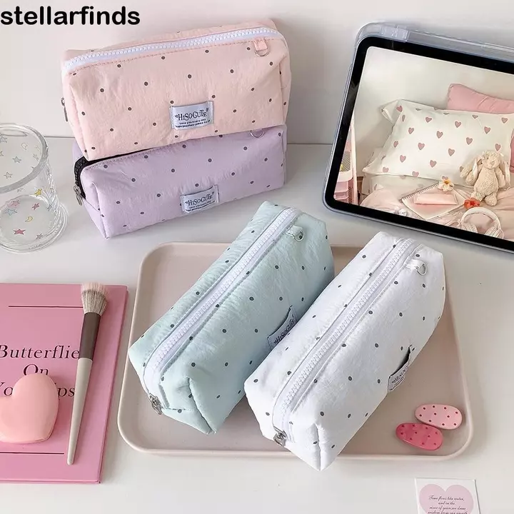 QWDLID Túi Đựng Bút Phong Cách Hàn Quốc, Văn Phòng Phẩm Để Bàn Lưu Trữ Y2k Dots Hộp Đựng Bút Chì, Túi Đựng Mỹ Phẩm Trang Điểm Túi Đựng Bút Chì Vải Dung Tích Lớn Đa Năng Túi Văn Phòng Phẩm Văn Phòng Ph
