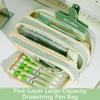 Bút chì MEGOCE, Túi đựng bút dây kéo, Túi đựng bút dung tích lớn năm lớp đa chức năng Đồ dùng văn phòng trường học