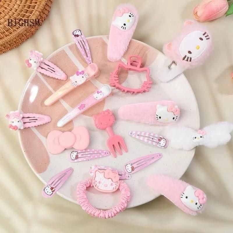 Set kẹp tóc 15 chi tiết Hello Kitty màu hồng siêu xinh, dễ thương cho bạn nữ. C87 SHOP