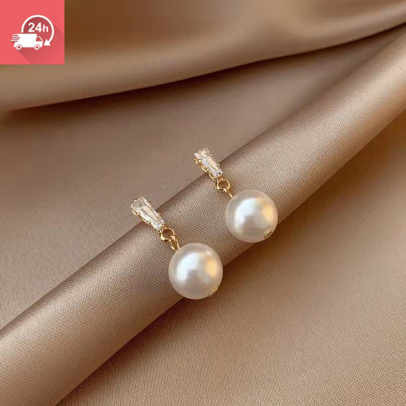 Bông tai đính đá mờ mạ bạc cao cấp cho nữ S925