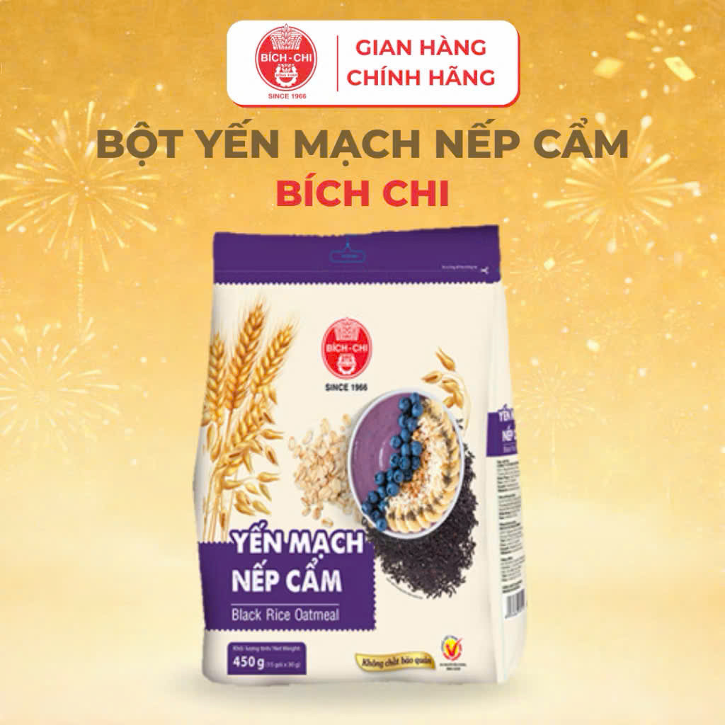 Bột Yến Mạch Nếp Cẩm  BÍCH CHI 450g bữa sáng dinh dưỡng, bổ sung vitamin, tốt cho tiêu hóa