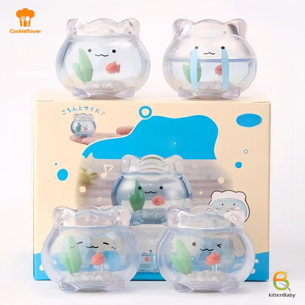[Kitten-t] 1 Cái Trang Trí Máy Tính Để Bàn Mini Trong Suốt Cá Vàng Jun Biểu Hiện Hộp Mù Kawaii Mini Hình Quà Tặng Bất Ngờ Mới