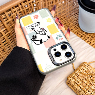 Ốp Lưng Iphone Phim hoạt hình thời trang Cho Iphone 7 xs xr 11 12 13 14 15 16 Pro Max Plus SNOOPY Grid simple fashion