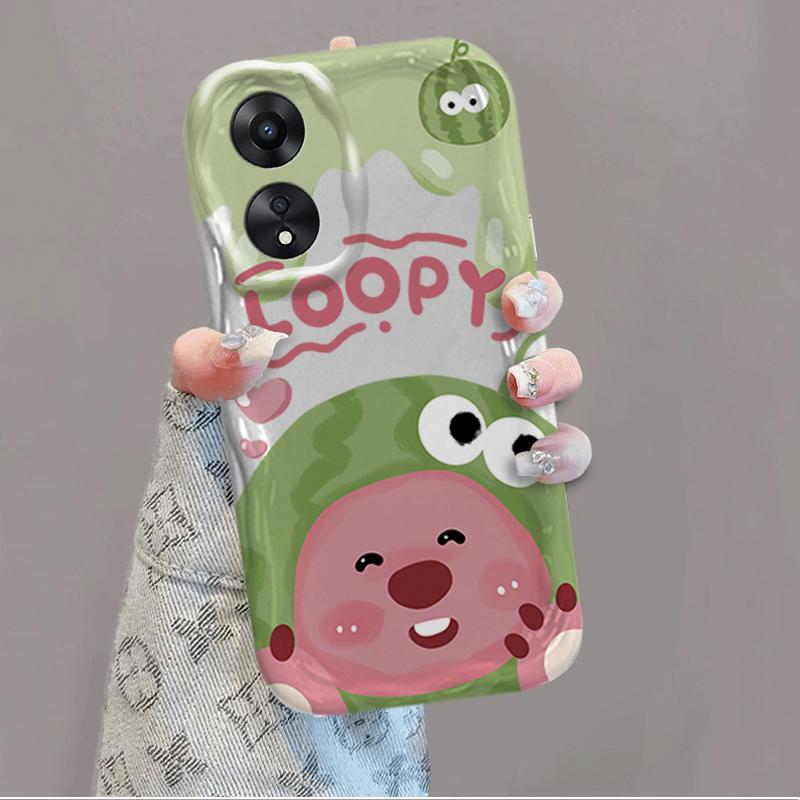 Ốp Silicon Hoạt Hình Cho OPPO A18 A38 A58 A60 A17 A17K 4G 3D Điện Thoại Thông Minh Mềm Ốp Lưng Chống Sốc Loopy