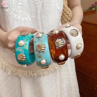 [PCW-T] Vỏ Bohemian Nhựa Braclets Dành Cho Nữ Hình Học Hyperbole Vintage Lắc Tay Trang Sức Thời Trang Thanh Lịch Acrylic Pulseras