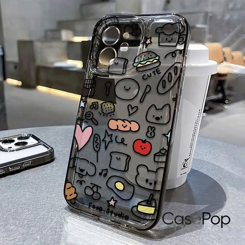 Ốp Silicon Trong Suốt Graffiti Cho iPhone 11-16 Pro Max