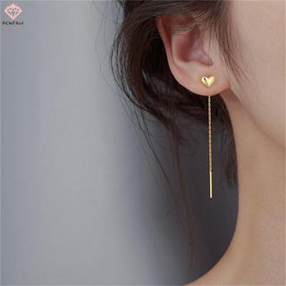Bông tai thả hình trái tim mini, đơn giản dễ thương với dây chuyền ren dài