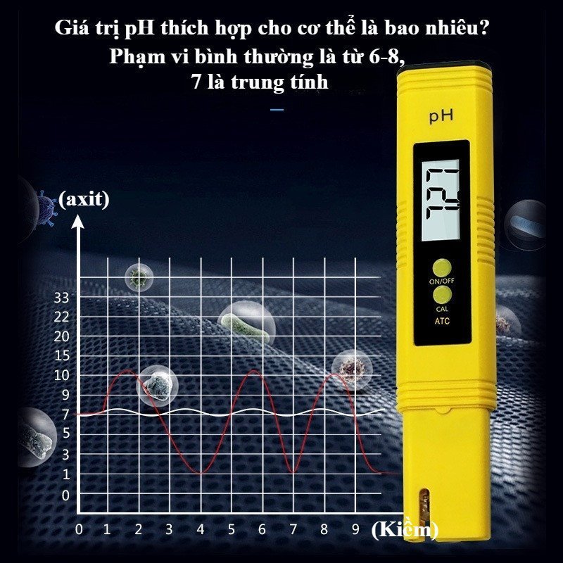 Bút đo pH Máy đo pH nước màn hình LED sáng đo chính xác bù nhiệt độ tự động dùng cho bể cá đầu dò