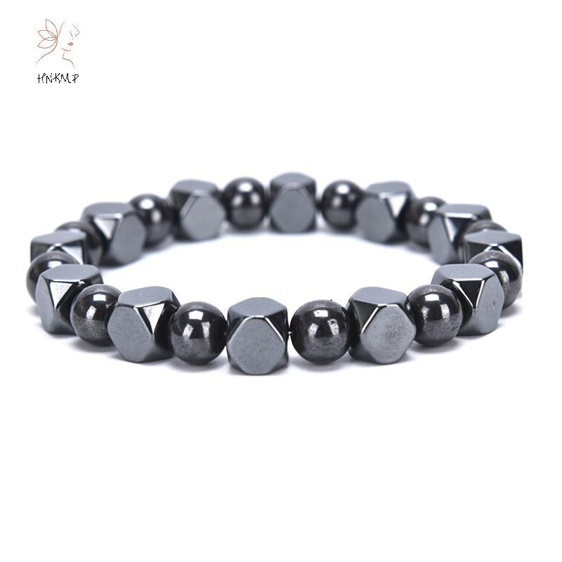 Vòng tay nam hạt hematite từ tính co giãn, hỗ trợ chăm sóc sức khỏe