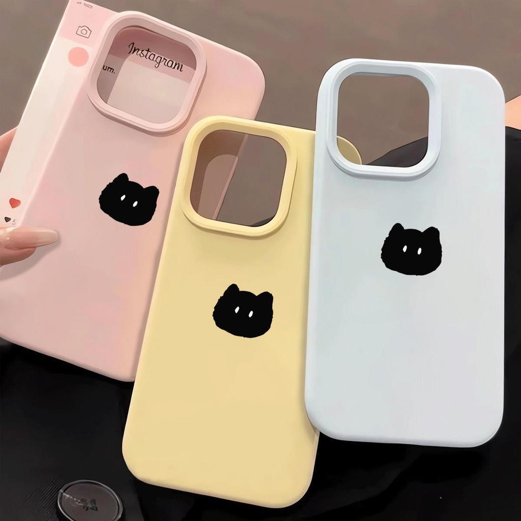 Mèo đen dễ thương phù hợp với 16 vỏ điện thoại iPhone 17 Air silicon vỏ 14/13/11 Pro