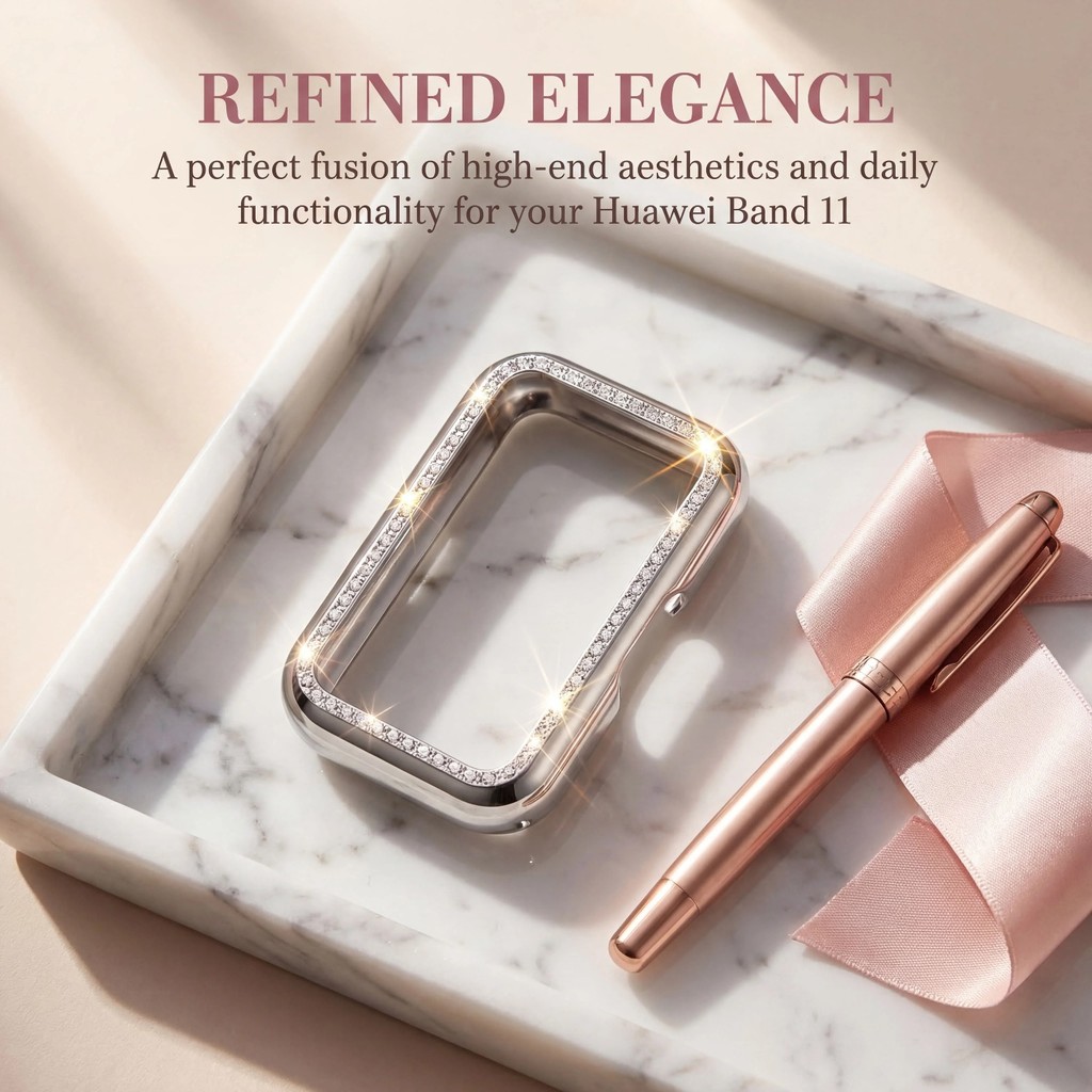 Vỏ kim cương Bling cho Huawei Band 11 10 9 8 Vỏ bảo vệ PC cứng Ốp lưng cho Huawei Band 11Pro Bảo vệ