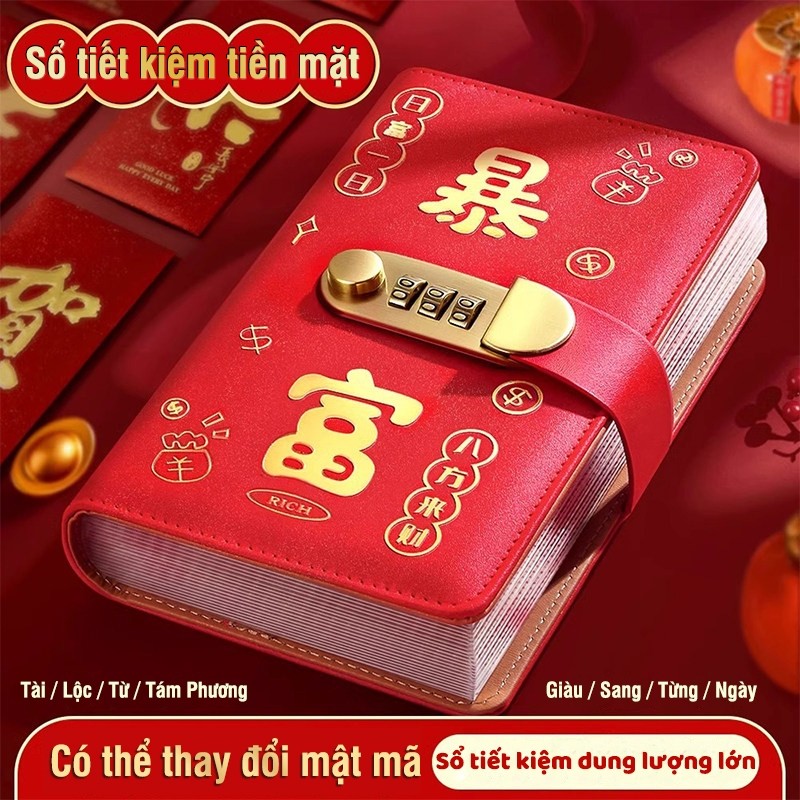 Sổ tiết kiệm đựng tiền cao cấp - Sổ tay da PU sang trọng theo dõi chi tiêu hiệu quả với mẫu mã đẹp và kế hoạch 100 ngày