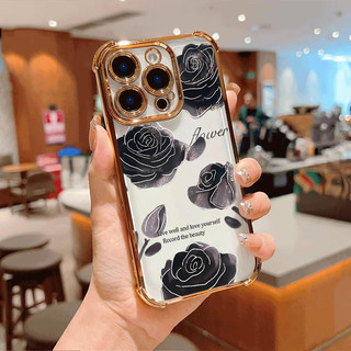 Ốp Điện Thoại Hoa Đen Cho Xiaomi 17 Pro Max 15 14 13 11 Lite 15T 14T 13T 12T Pro Mềm Chống Rơi Trong Suốt